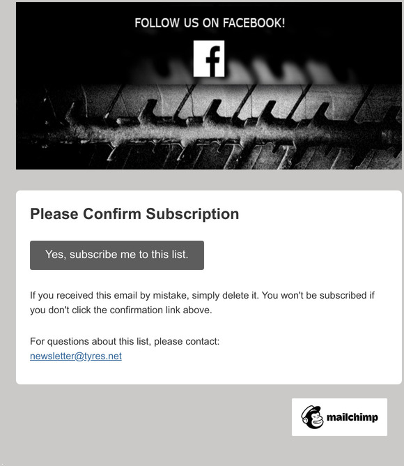 Tyres.net: Please Confirm Subscription
