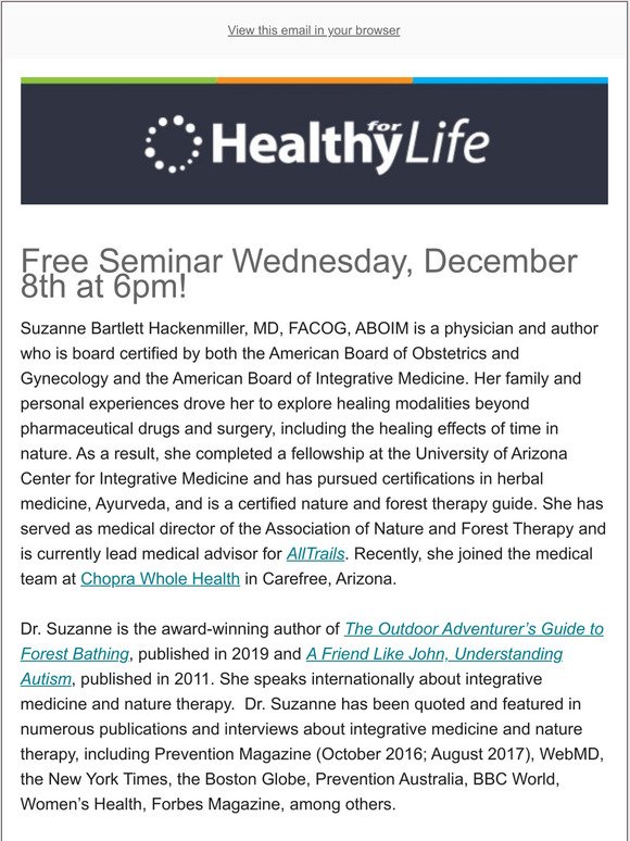 Free Seminar December 8th - Nature Therapy