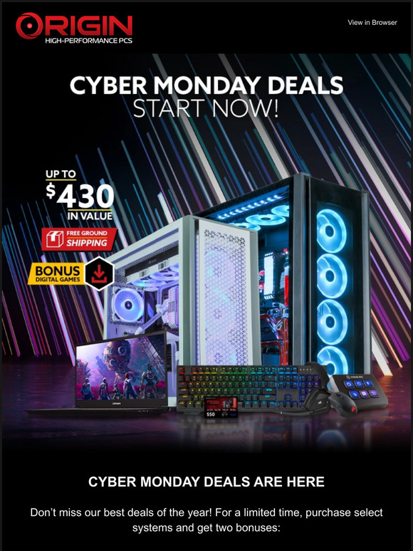 Origin PC CYBER MONDAY Starts Now Biggest Sale Of The Year! Milled