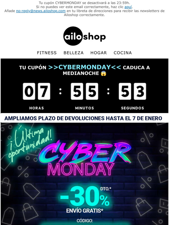  ltimas horas!  30% EXTRA >> CYBER MONDAY