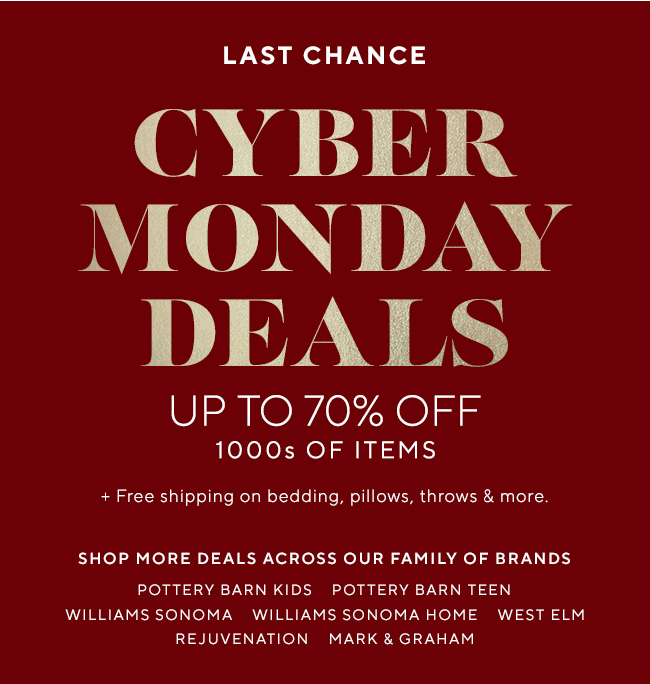 Pottery Barn LAST CHANCE Cyber Monday is almost over. Milled