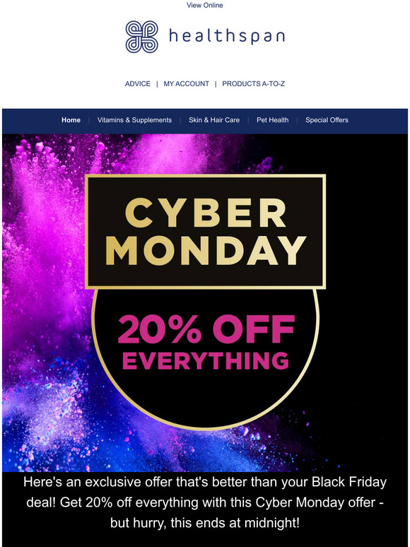 Extra discount with Cyber Monday - now 20% off EVERYTHING!
