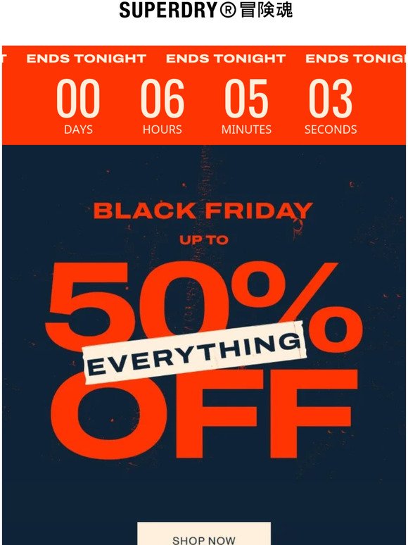 FINAL HOURS  EVERYTHING up to 50% OFF