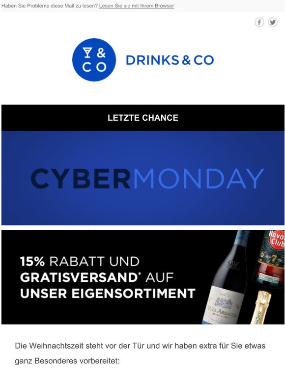  Cyber Monday: 15% Rabatt und kostenloser Versand. Letzte Chance! 