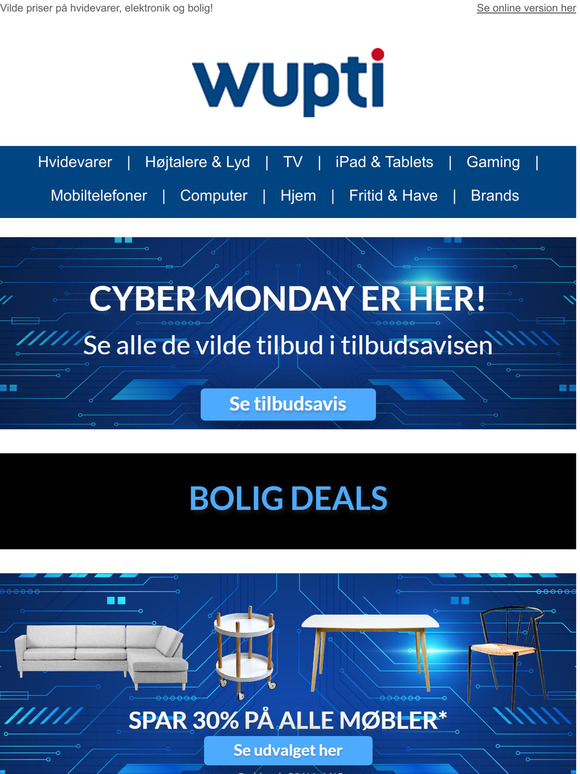 Se vores vilde CYBER MONDAY tilbud her
