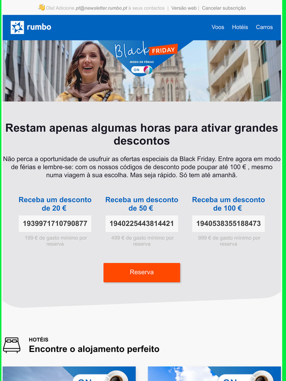  S at amanh, receba um cdigo de desconto de 100