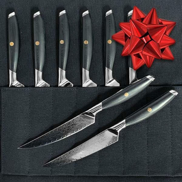 steak knives in knife roll