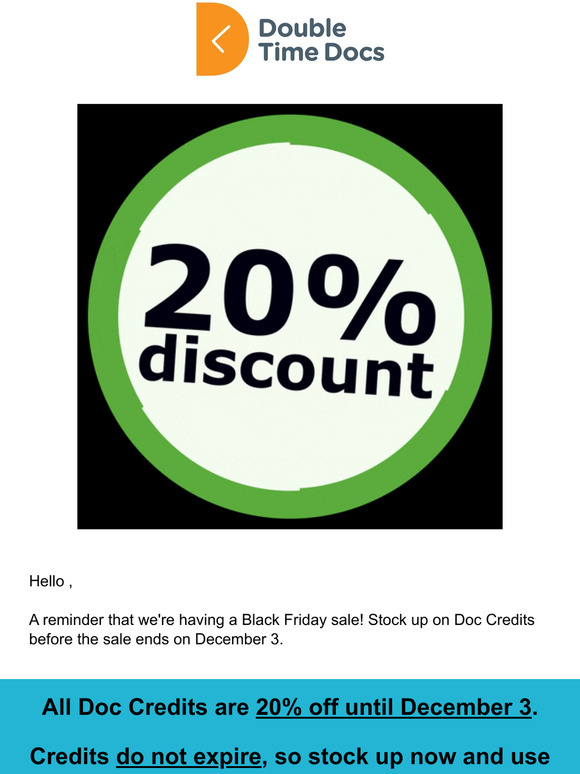 20% off Doc Credits this week only