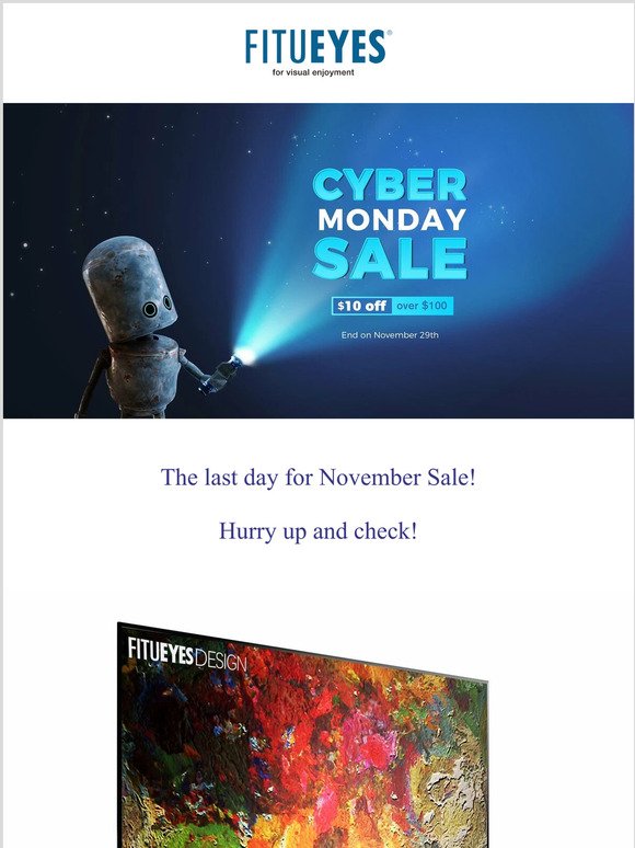 Cyber Monday: Get 10$ off when over 100$!