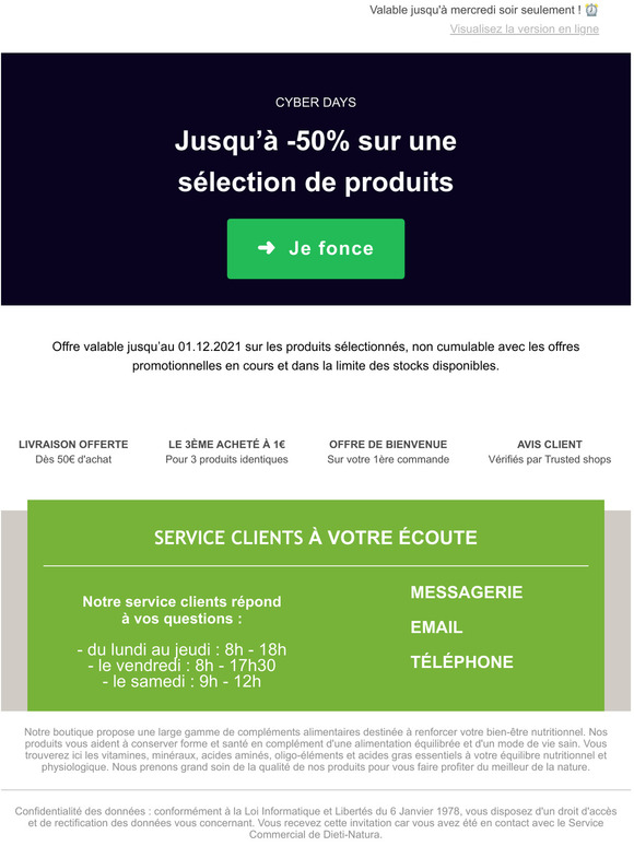 CYBER DAYS : jusqu' -50% OFFERTS !