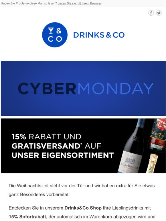  Cyber Monday: 15% Rabatt und kostenloser Versand 