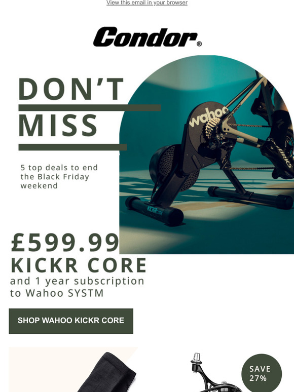 Monday only deal: Wahoo Kickr Core 599.99  and more!