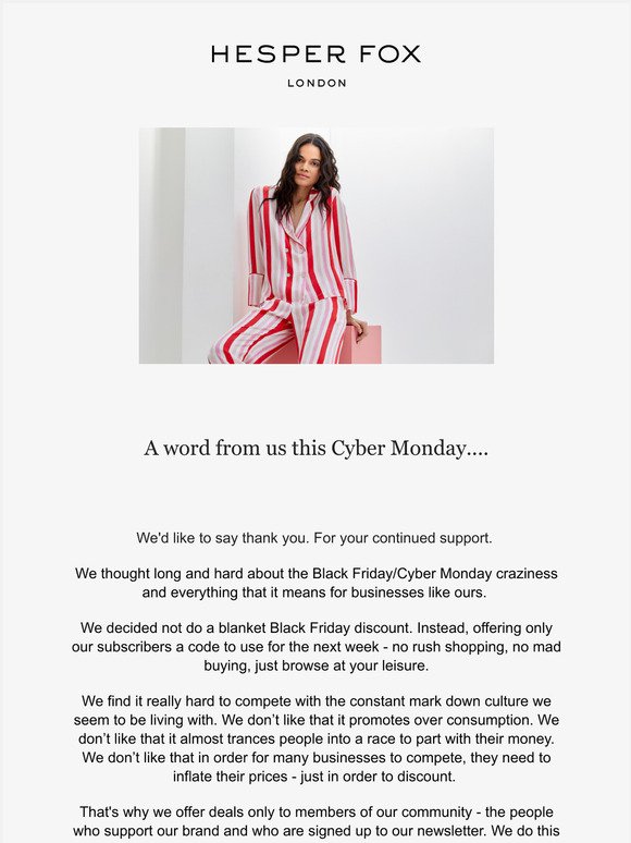 A word (and a treat) from us on Cyber Monday