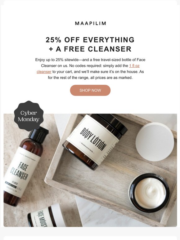 A FREE Travel Cleanser and 25% Off!