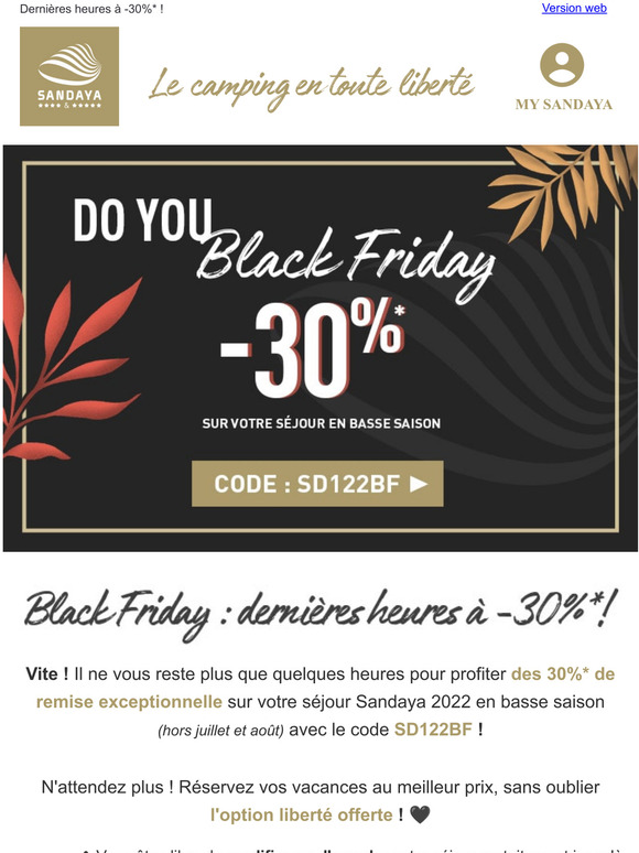 Sandaya Campings FR BLACK FRIDAY SANDAYA dernires heures 30