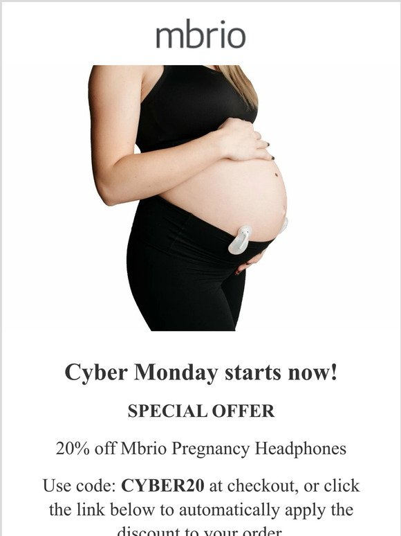  20% Off Mbrio Pregnancy Headphones! Cyber Monday Starts Now!