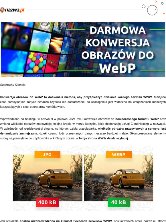 Przeduenie terminu darmowej konwersji obrazw do WebP na hostingu wnazwa.pl