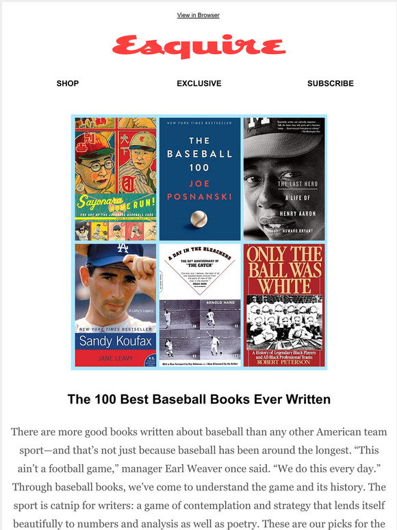 esquire The 100 Best Baseball Books Ever Written Milled