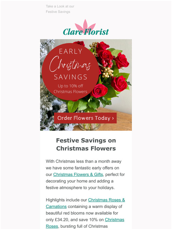 Enjoy Early Savings on Festive Flowers  Pre-order for Christmas