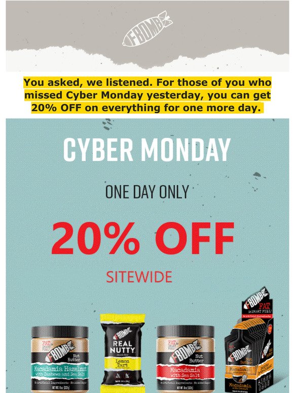 Cyber Monday EXTENDED 1 day 