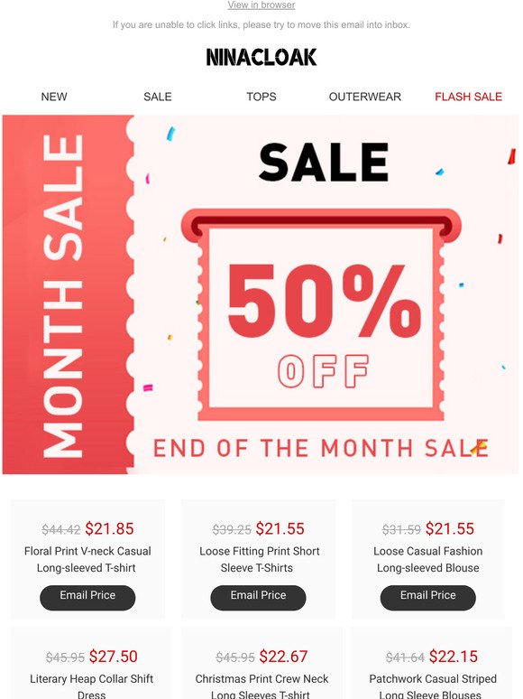 End of month sale: 50% off