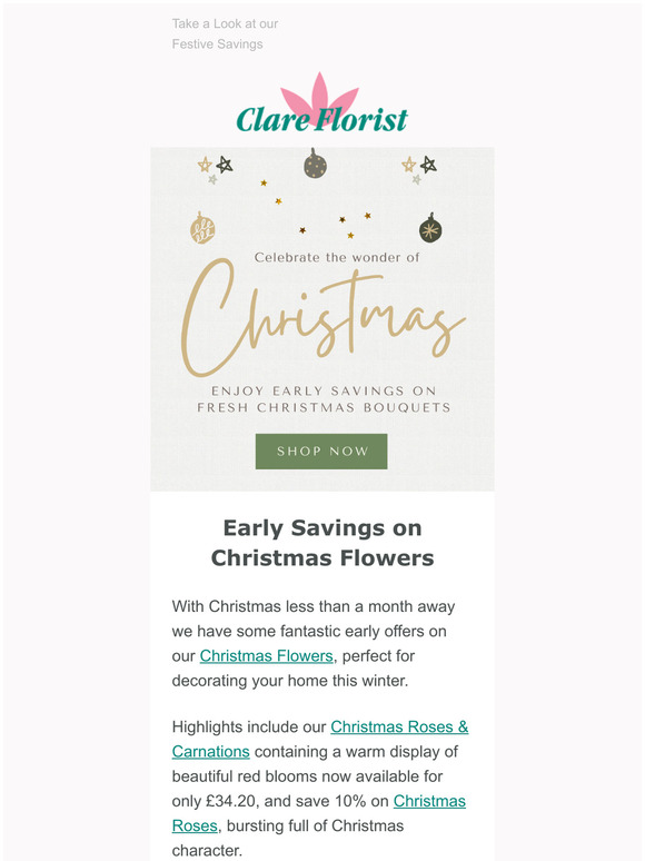 Early Savings on Festive Flowers  Pre-order for Christmas