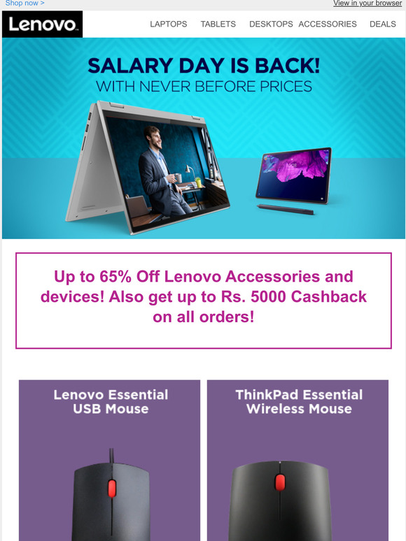 Lenovo SALARY DAY IS BACK! Get up to 65 Off* only on Milled