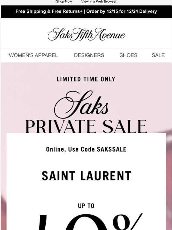 saks saint laurent private sale