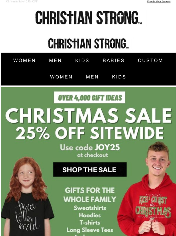 Christmas Sale: 25% OFF Christian Apparel