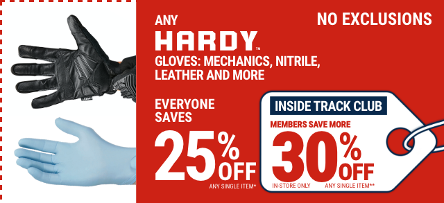 Everyone Saves 25% off any HARDY gloves - Inside Track Members Save 30%