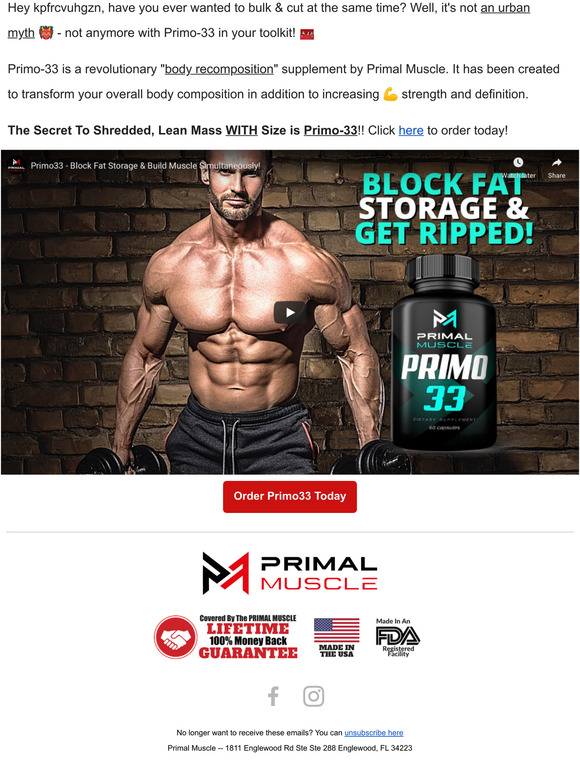 Primal Muscle Sports Supplements Bulk & Cut at the Same Time Milled