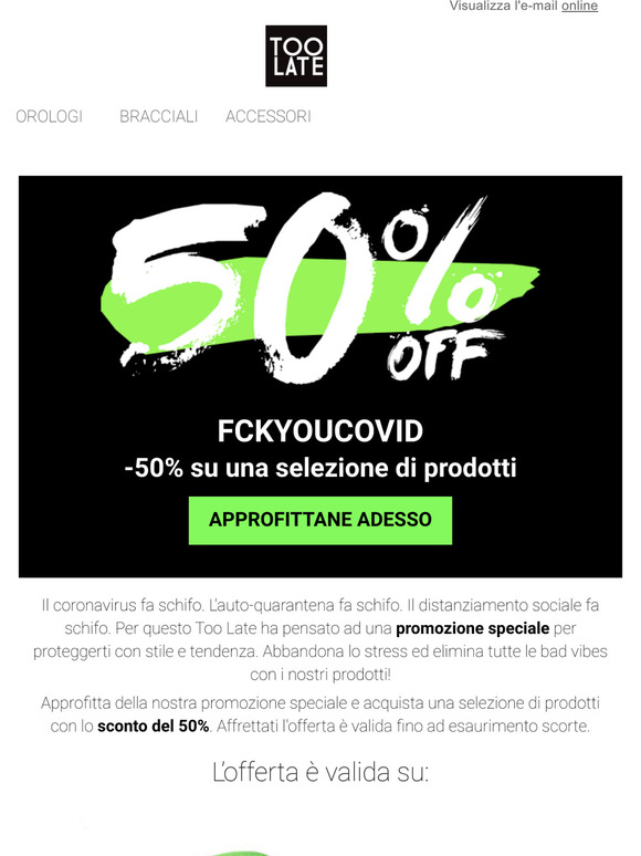  FCKYOUCOVID -50% su una selezione di prodotti