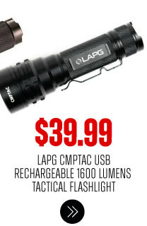 LA POLICE GEAR CMPTAC USB RECHARGEABLE 1600 LUMENS TACTICAL FLASHLIGHT
