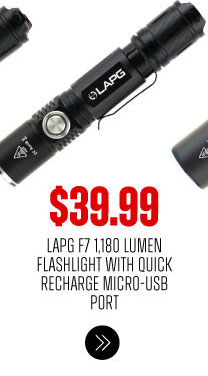 LA POLICE GEAR F7 1,180 LUMEN FLASHLIGHT WITH QUICK RECHARGE MICRO-USB PORT
