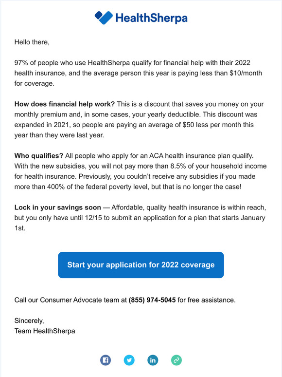 Information about your potential health insurance savings