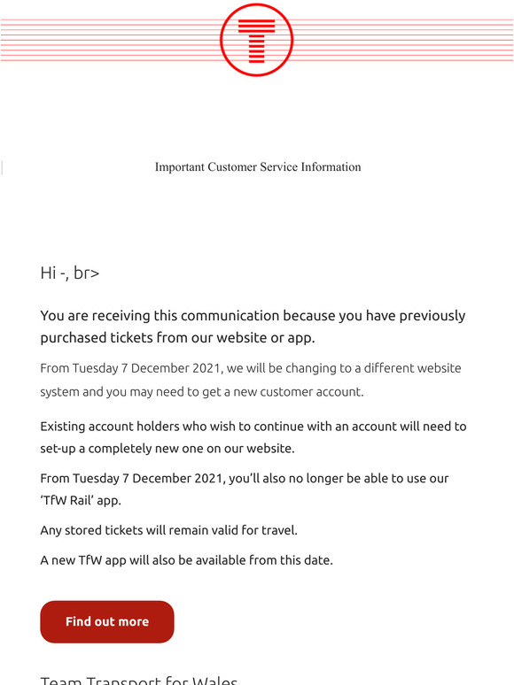 Important Customer Service Information