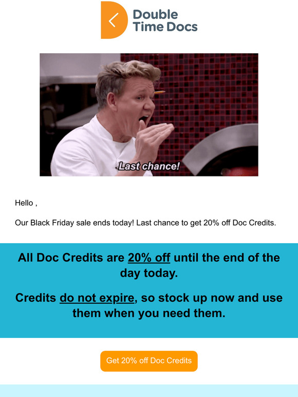 20% off Doc Credits - ends today