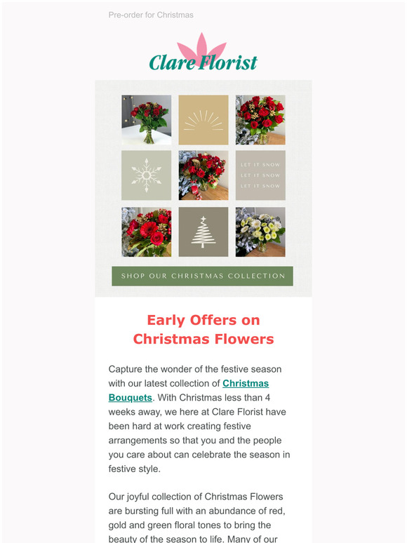 Introducing our Christmas Bouquets  Early Savings on Festive Flowers from Clare Florist