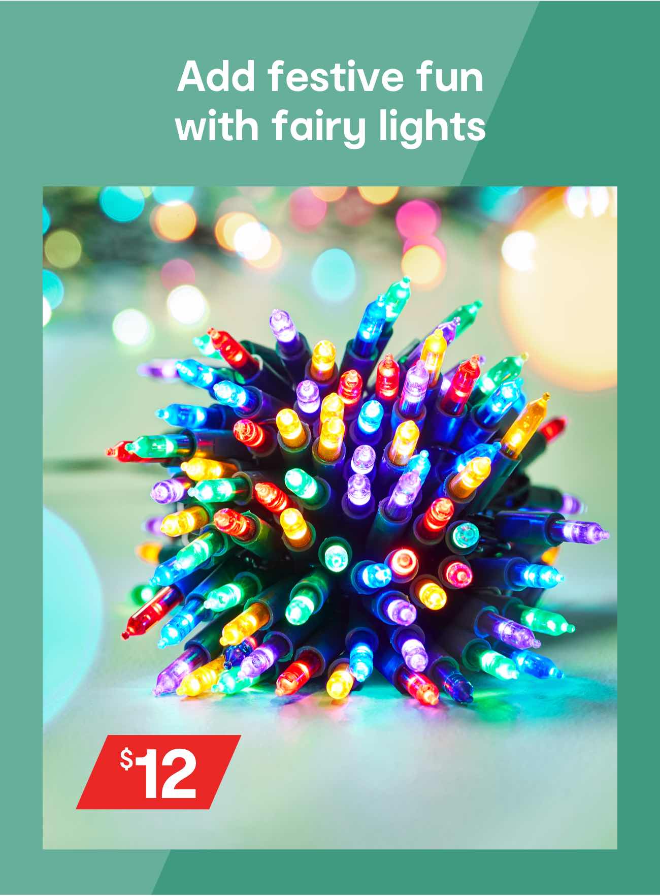 Low voltage 150 LED multicoloured traditional fairy lights $12.