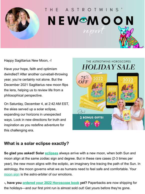 AstroTwins The Sagittarius Total Solar Eclipse Is 2021's Last New Moon(00)