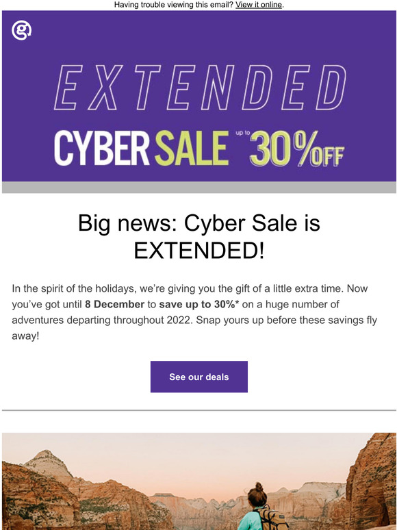Extended Cyber shopping + US National Park hopping