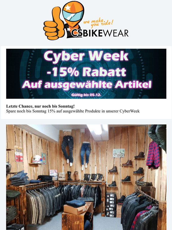 Nur noch bis Sonntag 15% Cyber Week Rabatt