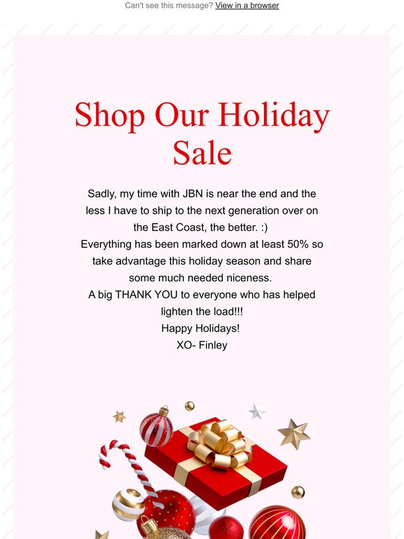 JBN Holiday Sale!