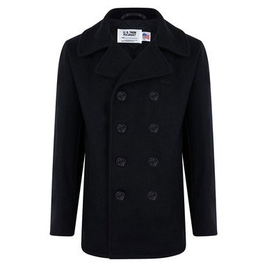 Blue Wool and Nylon Blend Classic Melton Navy Peacoat