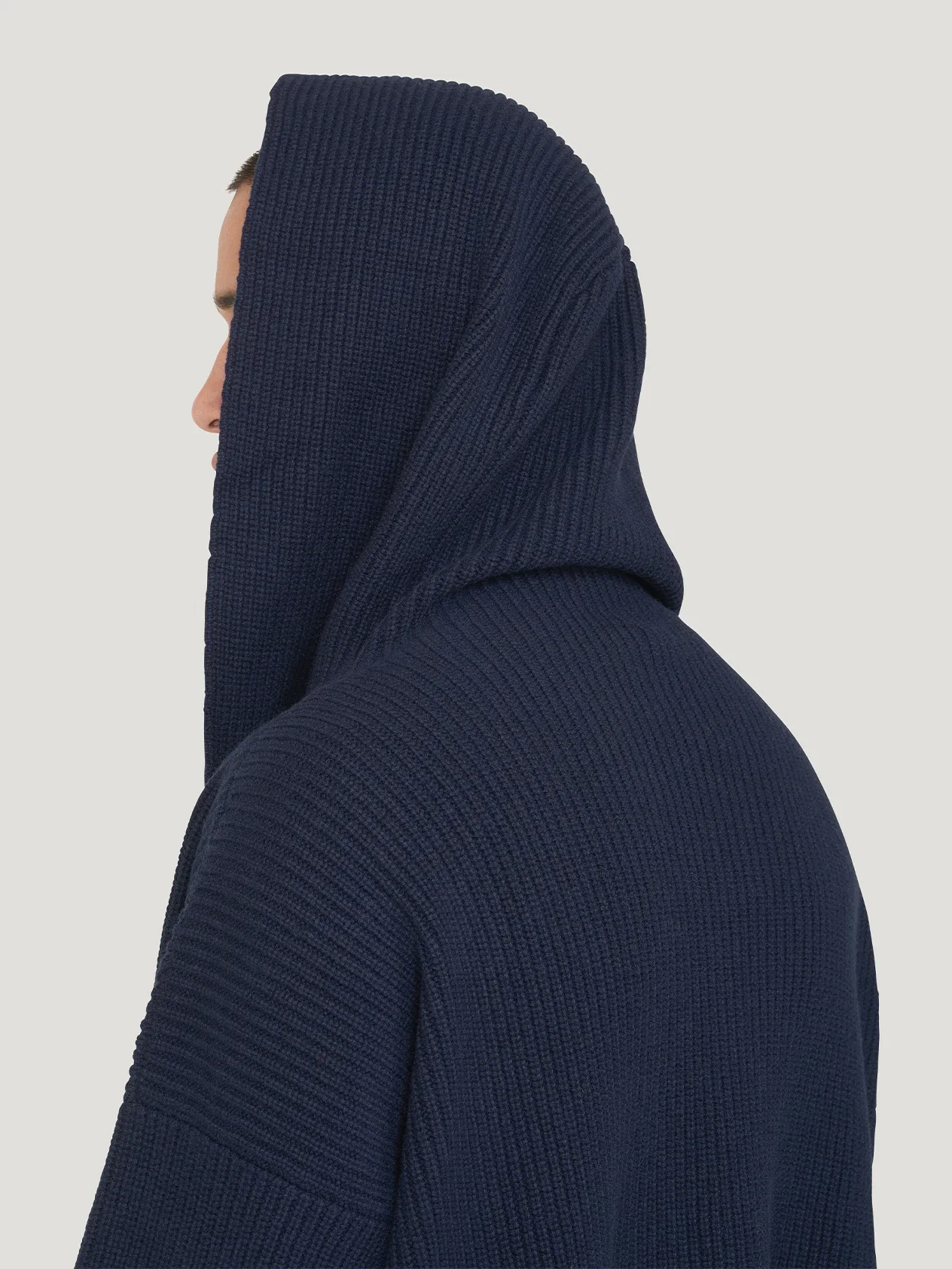 Image of Navy Cashmere Robe de Chambre