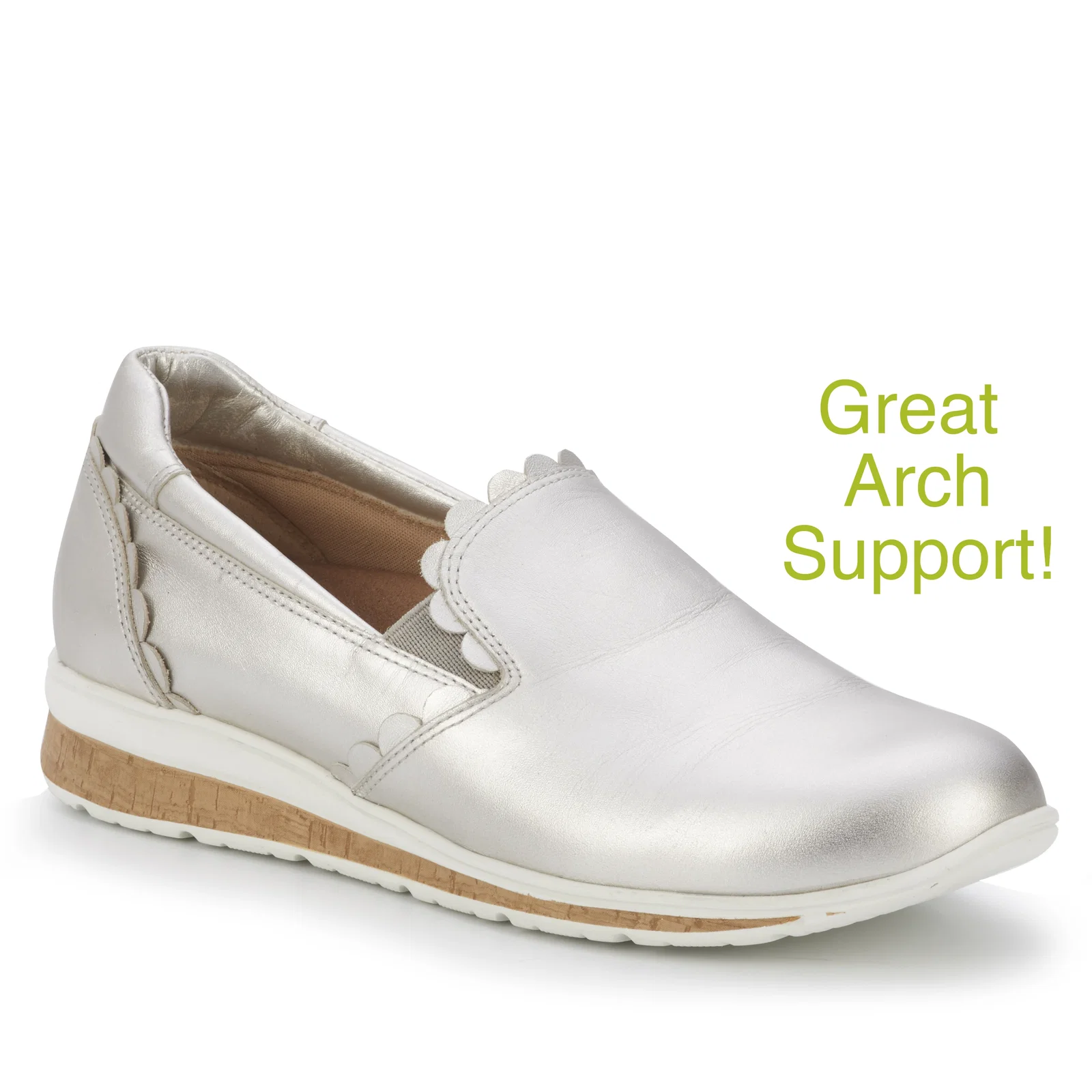 Image of Delta Slip-on Sneaker: Soft Silver Metallic Leather NEW