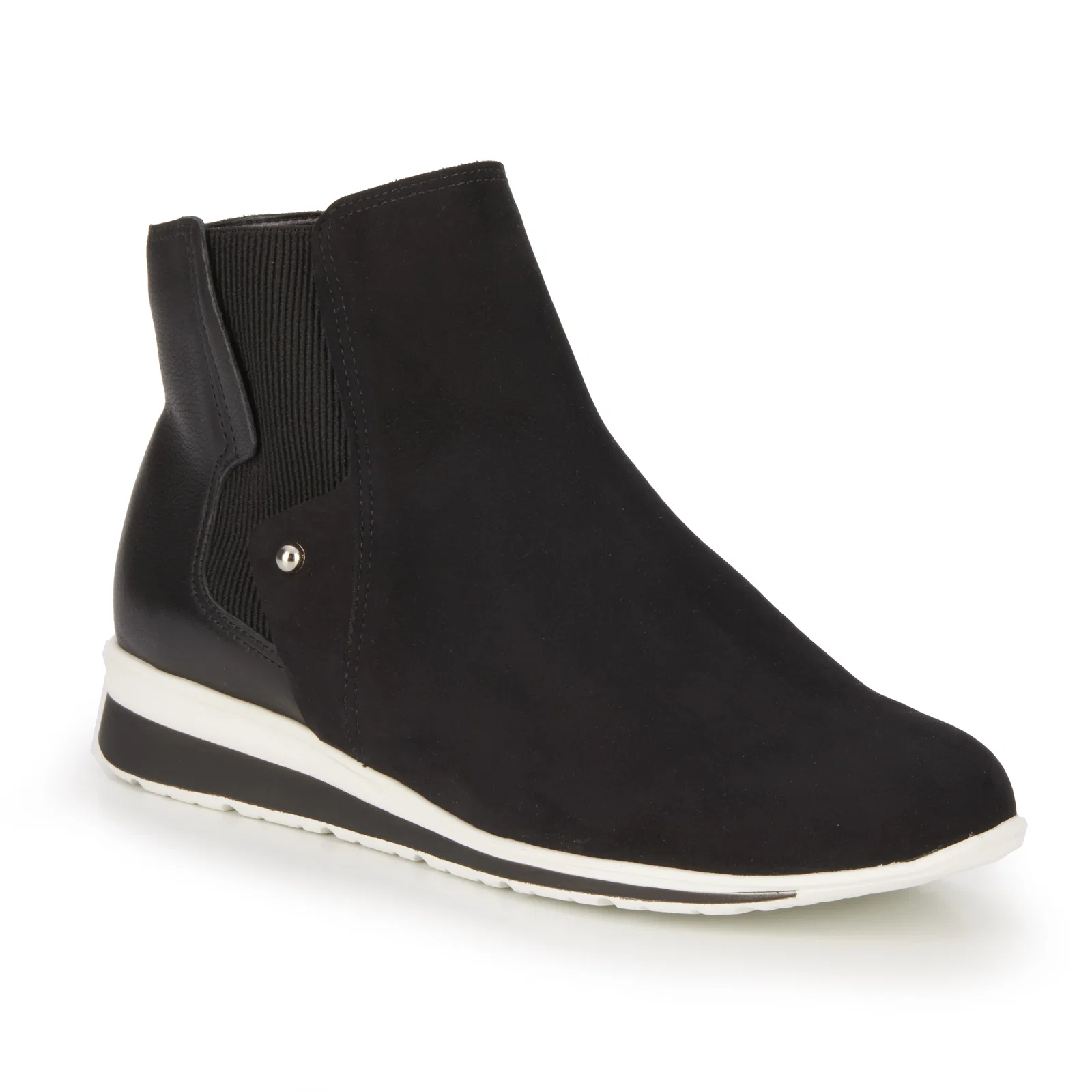 Image of Darrin Bootie: Black Nubuck/Tumbled Leather NEW