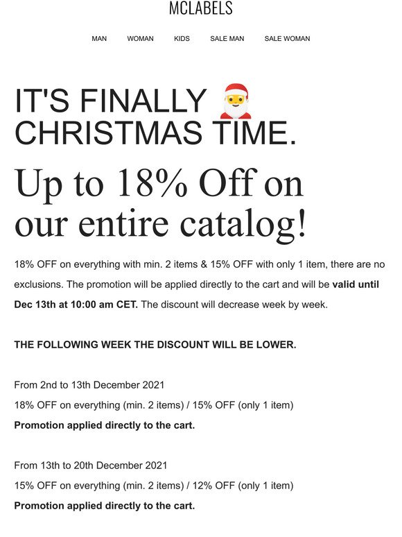 IT'S XMAS TIME! Up to 18% OFF on EVERYTHING!