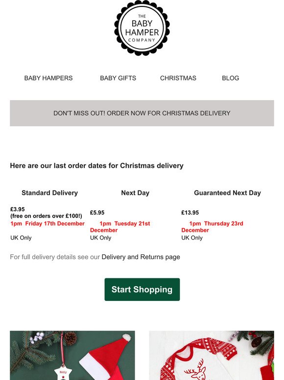 Last Orders for Christmas Delivery