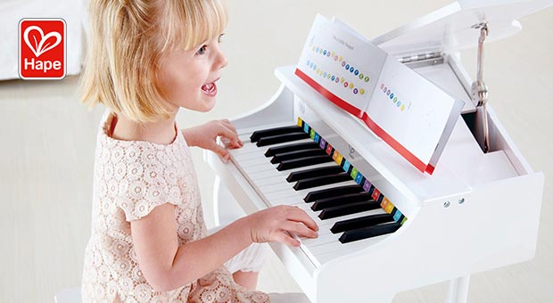 Hape Deluxe White Grand Piano